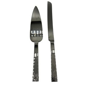 Vera Wang Stainless Steel Bow Ribbon Cake Server Knife Set Elegant Party